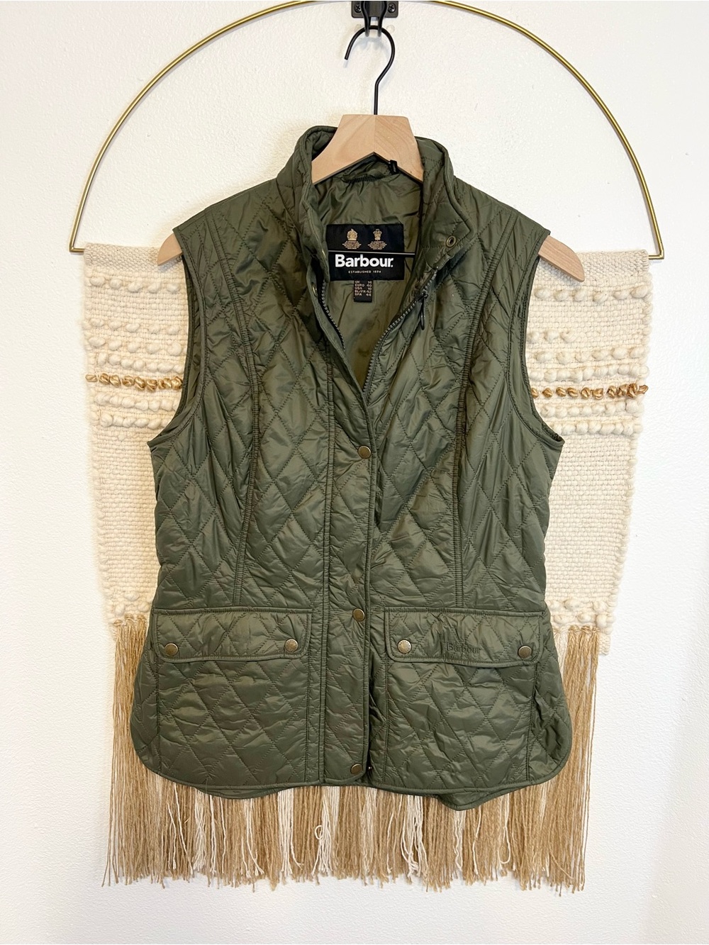 Barbour Women's Quilted Vest Olive Green 10